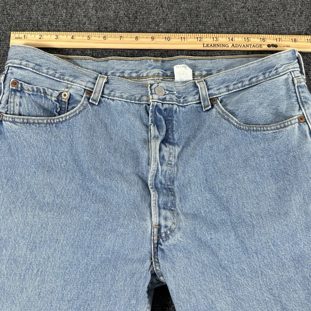 Vintage‎ Y2K Levi's 501 Button Fly Jeans Fits 36x31 Red Tab Distressed Fade Blue